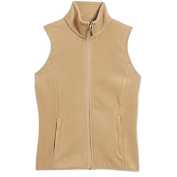 Amazon Essentials Jackets & Blazers - Tan Sleeveless Fleece Zip-Up Vest SZ M